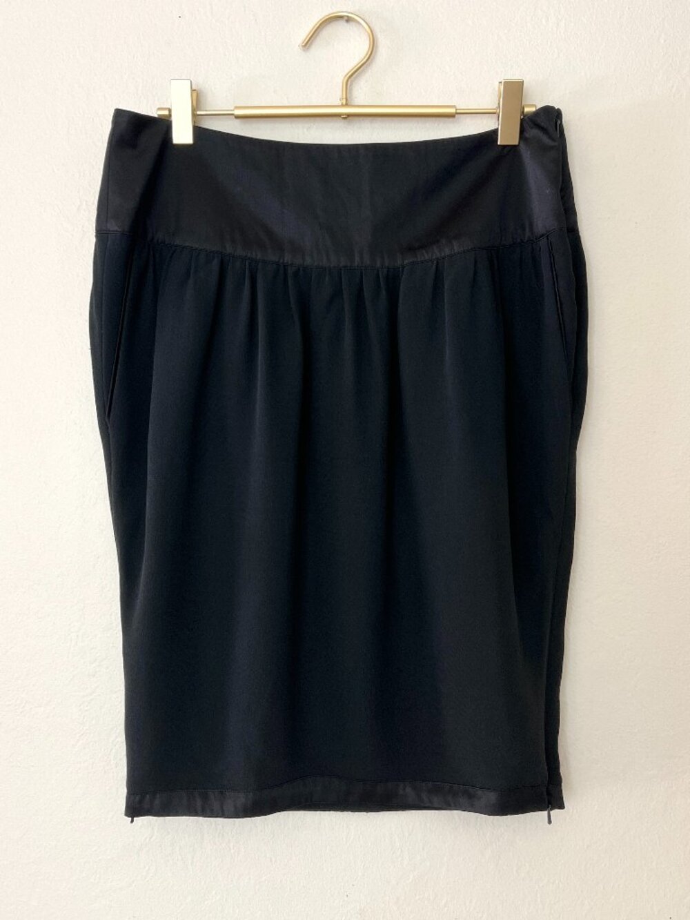 Stella McCartney x H&M 100% Silk Black Tulip Skirt w/ Pockets Sz 8